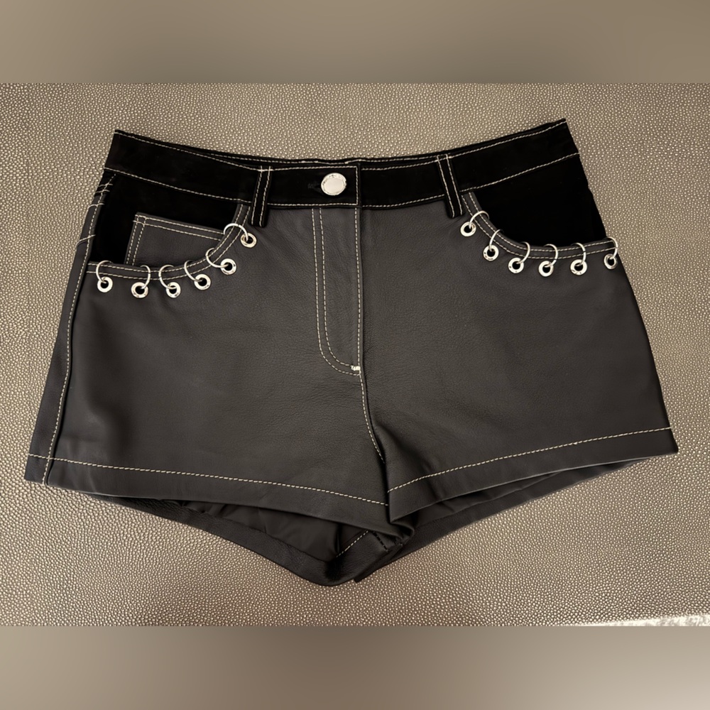 PinkO real leather & suede shorts